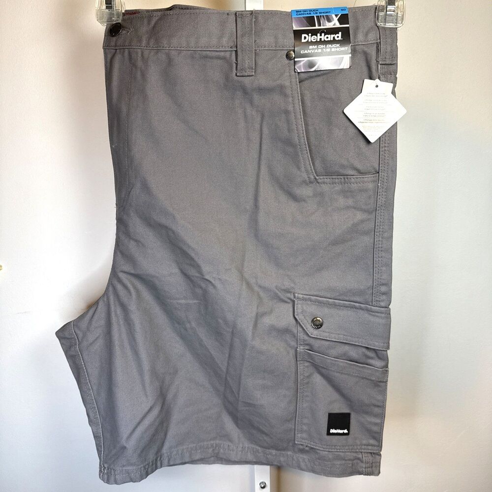 NEW sz 50 Waist Big Tall Gray Cargo Work Shorts Duck Canvas Utility Multi Pocket